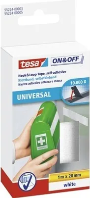 Produktbild von tesa On & Off Klettband weiß 1m x 20mm