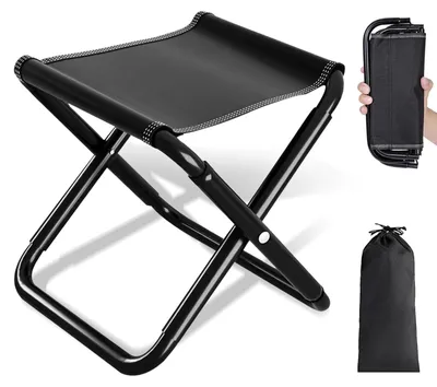 Image de Omgoods - Tabouret de camping pliable, supportant jusqu'à 200 kg, portable avec sac de rangement