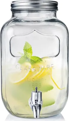Produktbild von ORION Getränkespender Glas Zapfhahnflasche mit Zapfhahn Gläser Trinkgläser 4 L