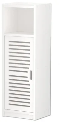 Image de Meuble de salle de bains - Meuble de toilette étroit - Dimensions : 22 x 23 x 78 cm - Plastique - À monter soi-même - Blanc