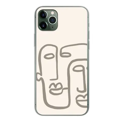 Produktbild von MuchoWow® Handyhülle Schutzhülle Hülle für iPhone 11 Pro Max Gesicht - Abstrakt - Strichzeichnung Silikon Softcase Handy Hülle - Schutz