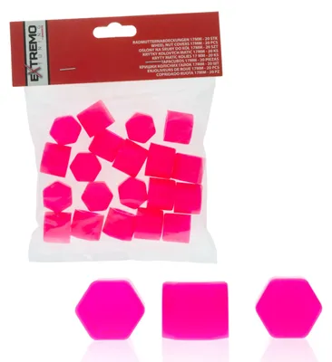 Obrázek produktu pro Růžové krytky na šrouby 17 mm, 20 kusů, ochranné krytky na ráfky s vytahovačem