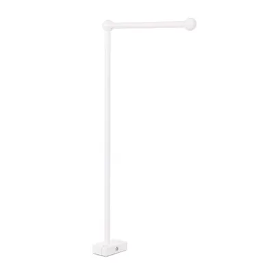A white mobile holder for a baby crib, shown against a white background.