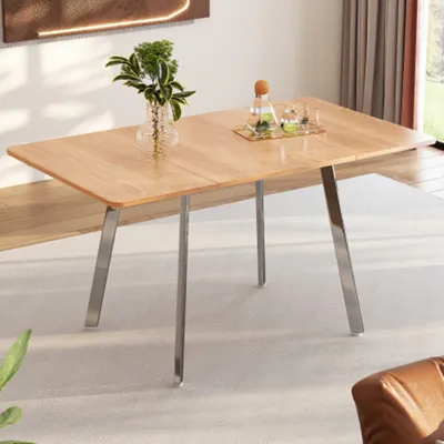 Produktbild von Esstisch 140 cm x 80 cm, Tisch, moderner minimalistischer Stil, hochfeste Legierungsstütze, geeignet für 4-6 Personen