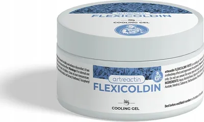 A white jar of cooling gel with blue and white labeling.