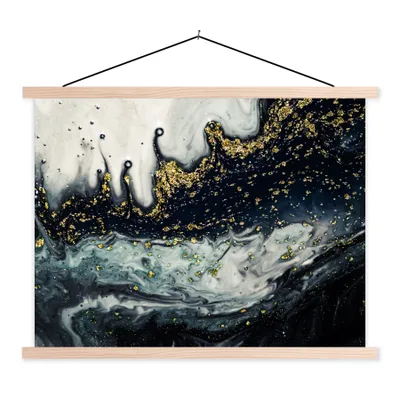 Produktbild von MuchoWow® Textilposter Marmor - Abstrakt - Gold - Luxus 60x45 cm mit holzfarbenen Rahmen - Bild