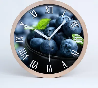 Produktbild von Holzuhr 25fi cm wanduhr - weiße Spitzen - Blaubeeren