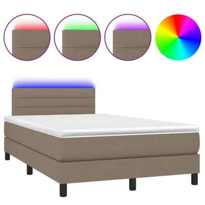 Immagine prodotto di vidaXL Letto a molle insacchettate con materasso e tessuto LED Taupe 120x200 cm
