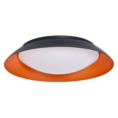 Zdjęcie produktu dla LEDVANCE Orbis Plate lampa sufitowa LED, czarno-pomarańczowa, 45W, 2200lm, 3000K, 480mm, 830 przyjazna ciepła biel, możliwość ściemniania w 3 krokach za pomocą kopnięcia, stopień ochrony IP20, śruby montażowe i kołki w zestawie