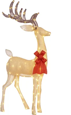 Image de Outsunny Renne de Noël lumineux, décoration renne lumineux Noël en acier, avec 137 LED blanc chaud, pour intérieur, extérieur, jardin, pelouse