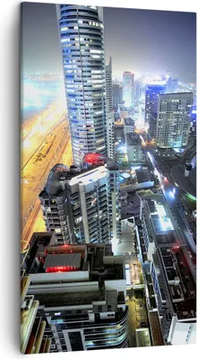 Produktbild von Bild auf Leinwand - Leinwandbild - Architektur Industrie Nacht Licht - 45x80cm - Wand Bild - Wanddeko - Leinwanddruck - Bilder - Kunstdruck - Leinwand bilder - Wandkunst - PA45x80-2642