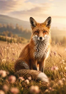 Produktbild von Fuchs Poster DIN A2 – Wildlife Wandbild mit Fuchs im Morgenlicht, matt