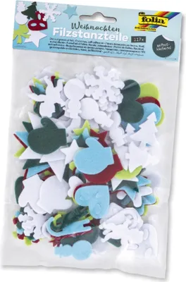 Imagen del producto de FOLIA 5265. Piezas de fieltro para manualidades, diseño "Navidad" - 117 piezas, autoadhesivas, surtidas