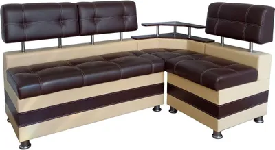 A sectional sofa with a corner table.