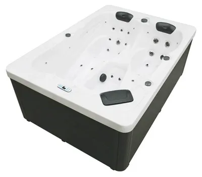 Produktbild von HOME DELUXE - Outdoor Whirlpool - SUNSET PURE - Maße: 220 x 156 x 82 cm - Inkl. 32 Massagedüsen und 13 Lichtquellen I Außen Whirlpool Spa