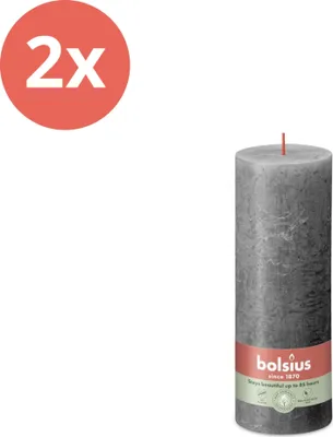 Zdjęcie produktu dla Bolsius - Rustykalna świeca kolumnowa - 190/68 - 1 sztuka w opakowaniu - Stormy Grey - Value pack - 2 sztuki