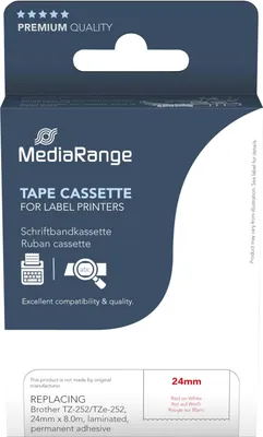 Productafbeelding van MediaRange MRBTZ252 MediaRange Schriftbandka. Brother TZ-252/TZe-252 24mm 8m rot