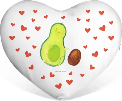 Produktbild von Mr. & Mrs. Panda Dekokissen Avocado Kern rollt - Weiß - Geschenk, Geburt, Liebe, Sofakissen, Herzkissen, Geburtstagskissen, Kuschelkissen, dekoartikel, Baby, Geburtstag