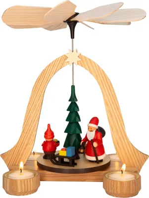 Obrázok produktu pre Oblúková pyramída so škriatkami, Otcom Vianoc a vianočným stromčekom ŠxVxH 24,5x26x20cm NOVINKA