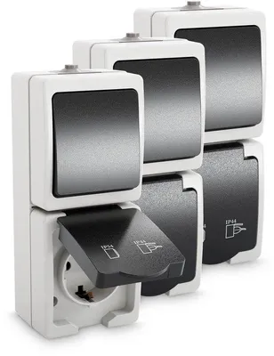 Productafbeelding van SnelShoppen - Waterdichte Combinatie Stopcontact en Wandcontactdoos IP44 - 3x Stopcontact en Veiligheidsschakelaar voor Vochtige Ruimtes - 250V 16A -