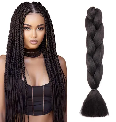 Obrázok produktu pre Ombre Flechthaar, objemné copíky, 60 cm, tmavá čierna, 100 g, syntetické vlákna
