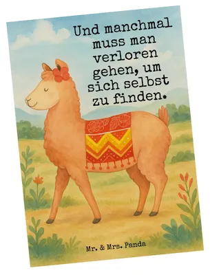 Produktbild von Mr. & Mrs. Panda Postkarte Alpaka Stolz Design - Weiß - Geschenk, Grußkarte, Ansichtskarten, Ansichtskarte, Postkarten, Lama, einzelkarte