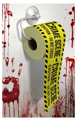 Produktbild von Crime Scene Toilettenpapier 2-lagig 30 m – Halloween Toilettenpapier mit Tatort Aufdruck – Scherzartikel für Badezimmer – Halloween Fasching Karneval Mottoparty