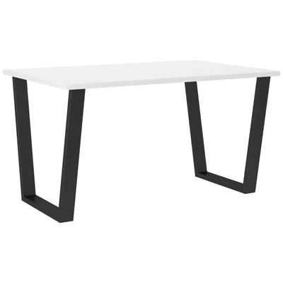 Produktbild von Esstisch CEZI weiß 138x67cm aus laminierter Möbelplatte mit 28mm Tischplatte und Metallfüßen