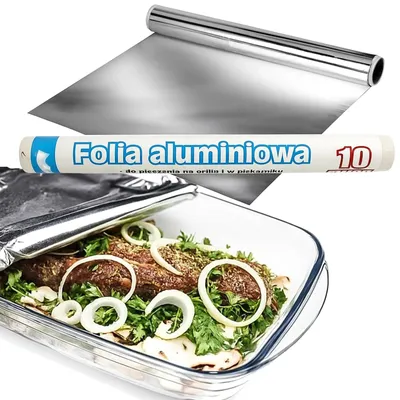 Produktbild von Aluminiumfolie extra stark 10 m, reißfest Küchenfolie zum Backen Grillen Einfrieren, 28 cm Breite, Lebensmittelkontakt