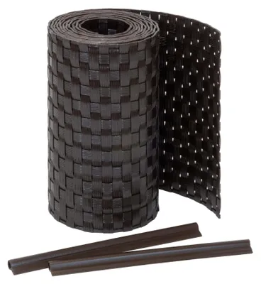 Produktbild von Jardinion Sichtschutzstreifen Rattan Optik 250 x 19cm Dunkelbraun inkl. 2 Befestigungsclips Sichtschutz Rattan, Balkon Sichtschutz, Terrassen- und Gartenzaun Sichtschutz