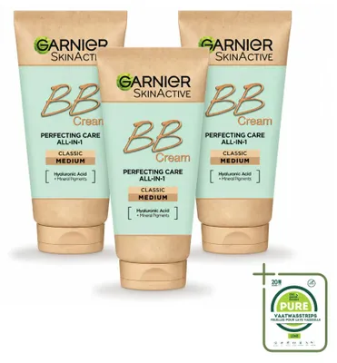 Imagen del producto de 3 unidades de crema BB SkinActive Garnier, tono medio clásico, 5 en 1 - 50 ml - Paquete grande