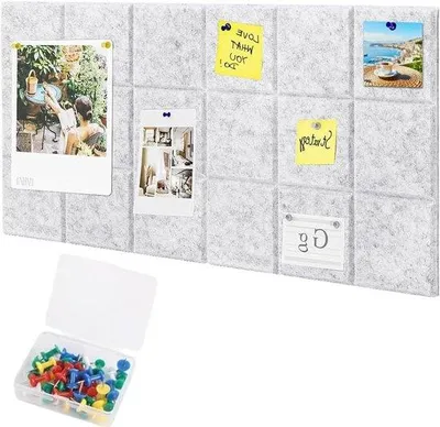 Zdjęcie produktu dla Zestaw dużych tablic korkowych – 30 x 30 cm – samoprzylepne – w zestawie 32 pinezkowe strzałki – dekoracja ścienna na notatki i zdjęcia – wyposażenie biura i kuchni