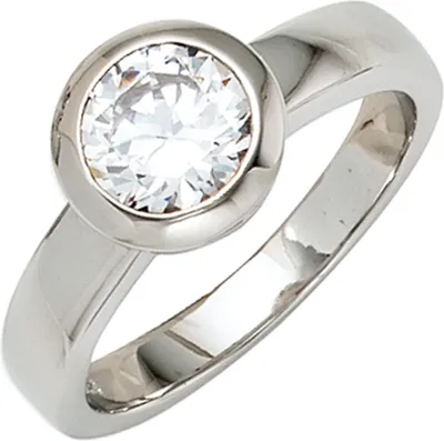 Produktbild von JOBO Damen Ring 925 Sterling Silber rhodiniert 1 Zirkonia Silberring Größe 56