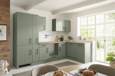 Produktbild von L Küche Einbauküche Winkelküche Landhaus Leerblock Grün Anton 310 cm Respekta