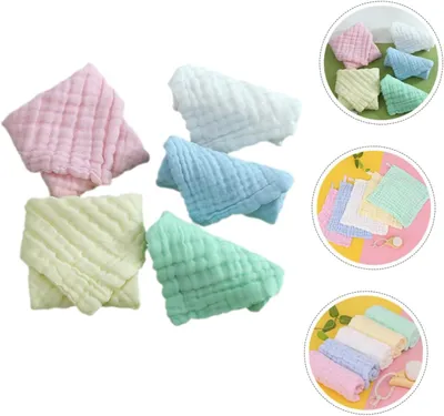 Produktbild von 5 Stück Babywaschlappen aus weicher Baumwolle – saugfähige Musselin-Waschlappen für Kleinkinder, sicher für die Haut von Babys, multifunktional für das Waschen im Urlaub