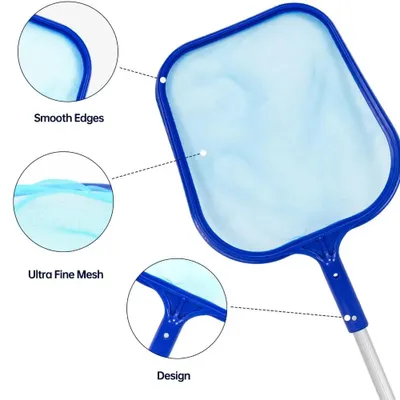 Imagen del producto de Red de limpieza para piscinas - Recogedor de hojas para piscinas - Mango telescópico ajustable - Recoge hojas flotantes