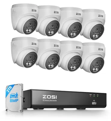 Produktbild von ZOSI 4K PoE Überwachungskamera Set Aussen, 8X 8MP IP Kameras, 8CH 2TB NVR