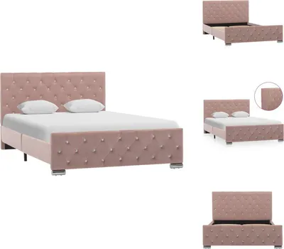 Produktbild von vidaXL Bettgestell Rosa Samt 120x200 cm -  Betten & Bettgestelle