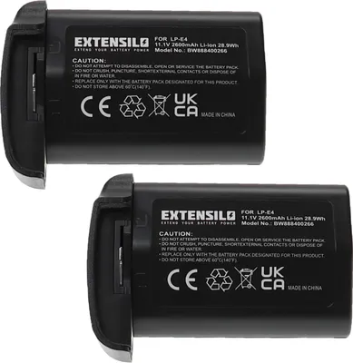 Produktbild von EXTENSILO 2x Akku kompatibel mit Canon 1D Mark 3, 1D Mark 4, 580EX, 1DS Mark 3, 1DX, 540EZ, MR-14EX, 550EX, 580EX-II Kamera (2600 mAh, 11,1 V, Li-Ion)