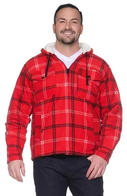 Produktbild von Herren Holzfäller Thermo Hemd mit Kapuze, Rot/Schwarz/L