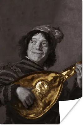 Produktbild von MuchoWow® Poster Der Lautenspieler - Frans Hals - Gold - Alte Meister 60x90 cm - Wanddekoration