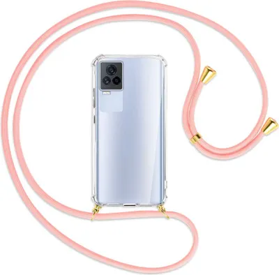 Produktbild von Handykette Backcover-Schutzhülle mit Band (Metall goldfarben) für vivo IQOO 7 - rosa