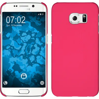 Produktbild von PhoneNatic Case kompatibel mit Samsung Galaxy S6 Edge - Hülle pink gummiert Hard-case + flexible Folie