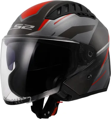 Produktbild von Jet-Motorradhelm COPTER II DISTON in Glanzgrau und Rot, Größe M