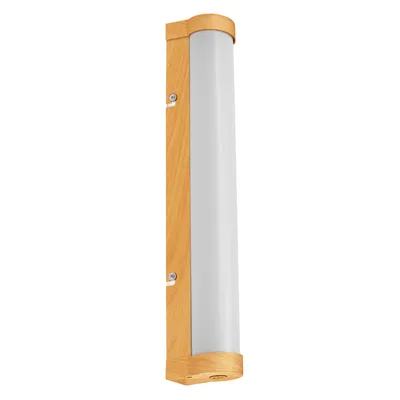 Image de LEDVANCE ORBIS Tube Applique murale/miroir avec LED, verre givré/décor bois, 9W, 900lm, intensité lumineuse variable, 3000/4000K réglable par interrupteur mural, diamètre 40cm, IP44 protection contre les corps étrangers/éclaboussures d'eau