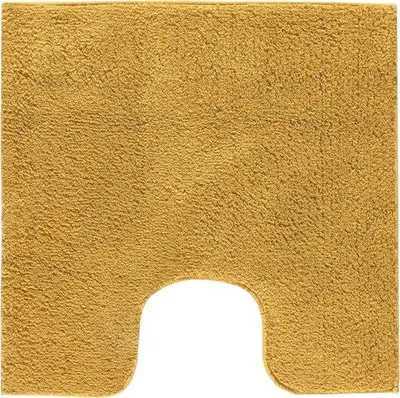 Image de Unyqoos® Casilin Havana, tapis de bain pour WC, finition mate, 59 x 59 cm, avec découpe – Jaune ocre, coton, envers en latex antidérapant, lavable à 40 °C