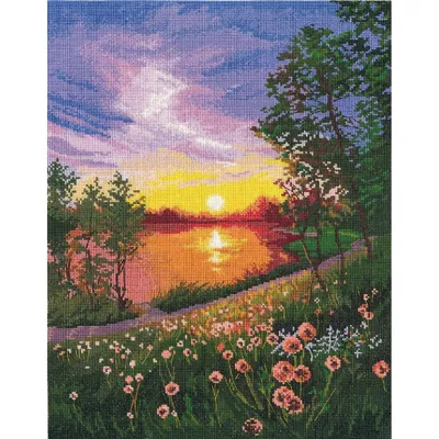 Productafbeelding van Stikset "Zomerzonondergang", telpatroon, 28x36 cm