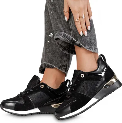 Immagine prodotto di Scarpe da ginnastica da donna Scarpe sportive eleganti Scarpe da ginnastica per il tempo libero Scarpe Modena Nero taglia 38