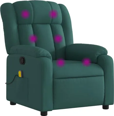 Image de vidaXL Fauteuil relax de massage, tissu vert foncé