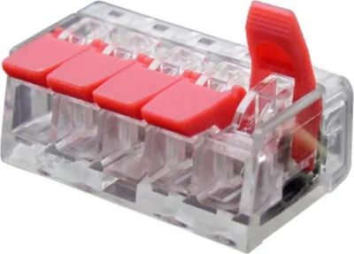 Produktbild von 10 Stk. Verbindungsklemme PCT412 / PCT413 / PCT414 / PCT415 - Farbauswahl : Rot PCT415 (5 Anschlüsse) Farbe: Rot Ausführung: PCT415 (5 Anschlüsse)